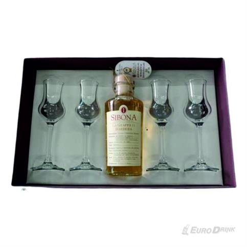 GRAPPA SIBONA BARBERA + 4 BICCHIERI CL 50 AST