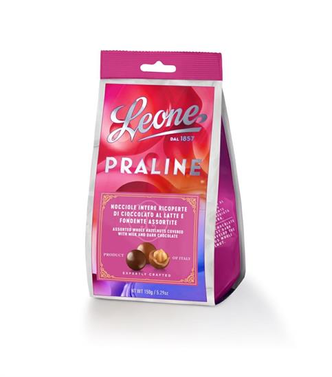 PRALINE LEONE NOCCIOLE INTERE AL CIOCCOLATE LATTE E FOND GR 150