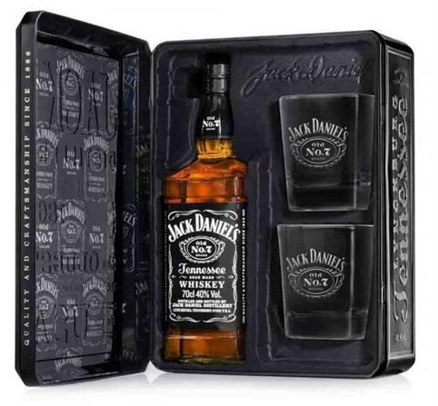 JACK DANIELS BLACK CL 70 + 2 BICCHIERI