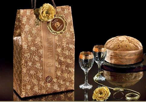 PANETTONE FLAMIGNI AL CIOCCOLATO IN SACCHETTO REGALO ORO KG 1